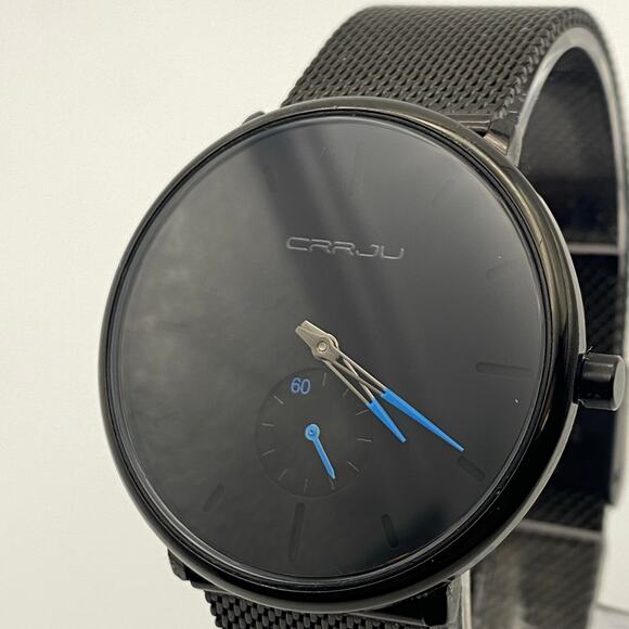 CRRJU Black Stainless Steel Minimalist Watch - Picture 1 of 7